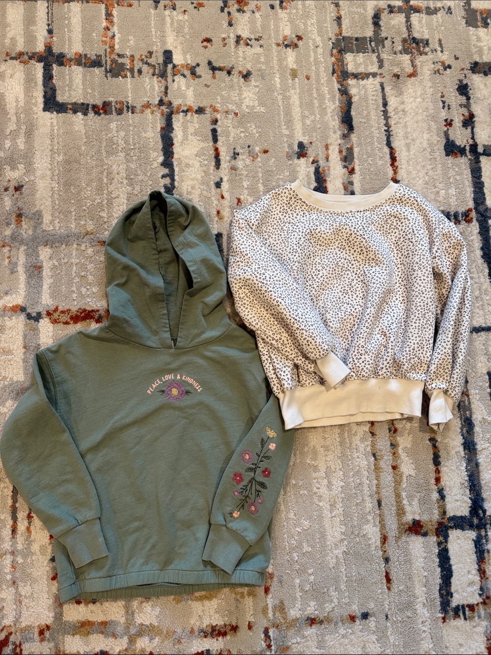 Carter's Olive Green Hooded Sweatshirt and Cream Cheetah Pullover Set
